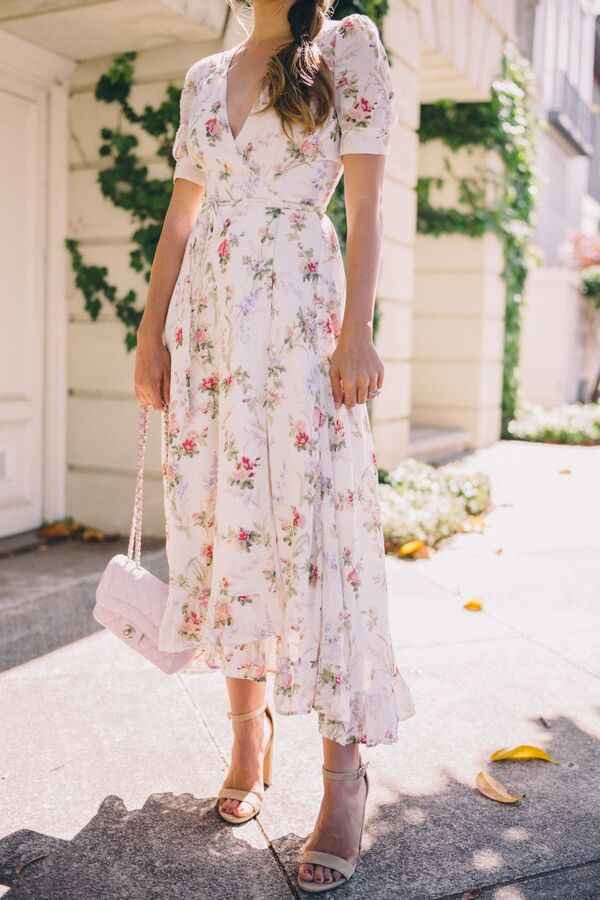 Delicate floral outdoor casual winter wedding guest dresses